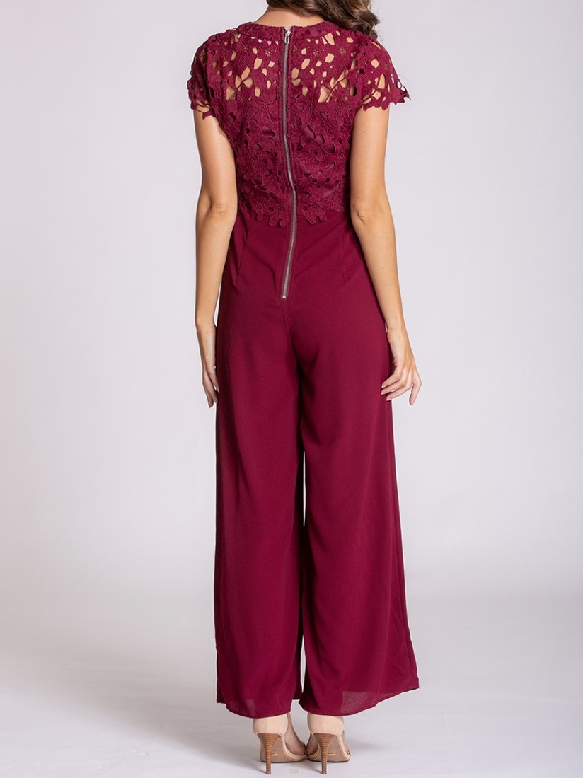 maroon lace jumpsuit